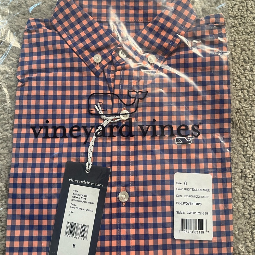 Vineyard Vines Blue and Orange Casual Button Down Shirt